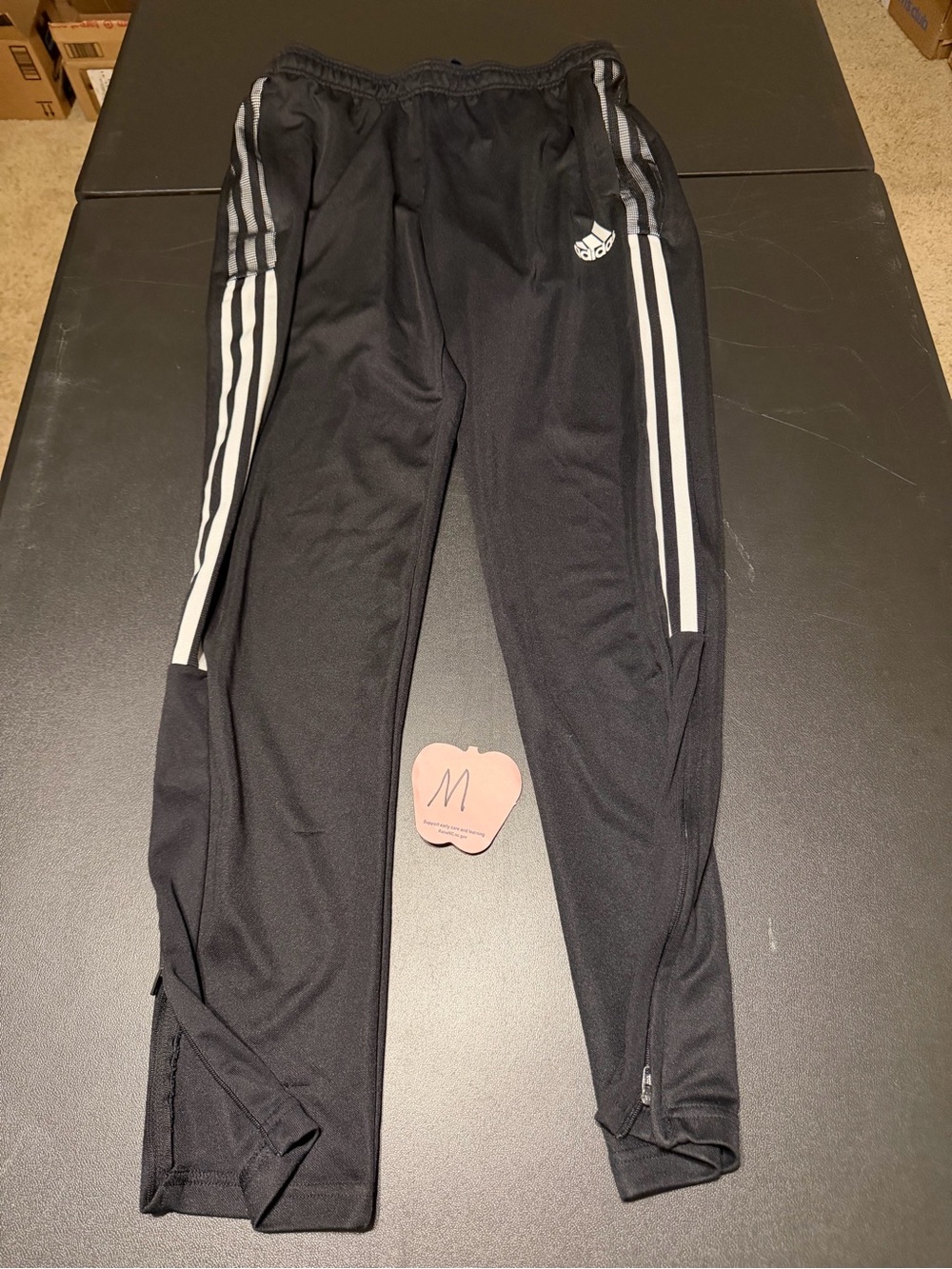 adidas Black Track Joggers with White Side Stripes
